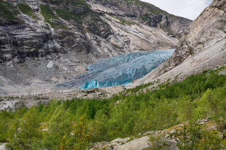Blue glacier Nigardsbreen in Norwayの写真素材