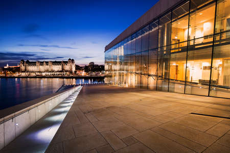 Oslo Opera House at nightのeditorial素材