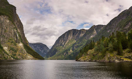 Aurlands fjord at Gudvangenの写真素材