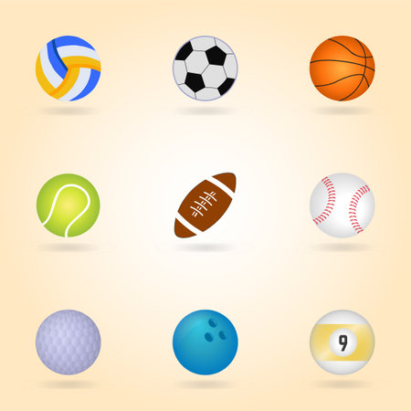 Sport balls collection flat design, can be used for business designs, presentation designs or any suitable designs.のイラスト素材