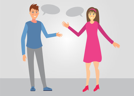 Man and woman talking outside, can be used for business designs, presentation designs or any suitable designs.のイラスト素材