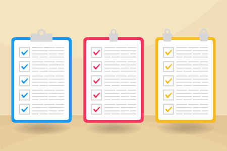 Colorful check list collection with flat designのイラスト素材