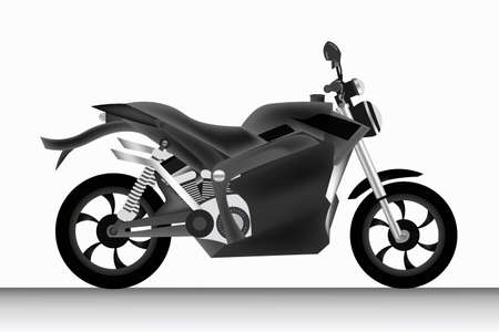 Realistic black motorcycle on white backgroundのイラスト素材