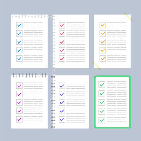 Flat to do check list collection, can be used for business designsのイラスト素材