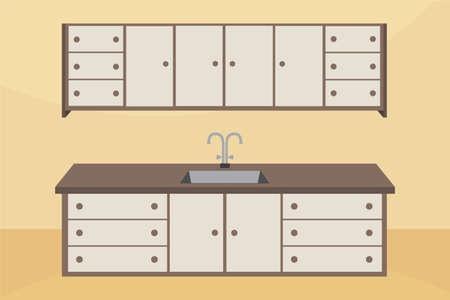 Modern kitchen cabinets illustrationのイラスト素材