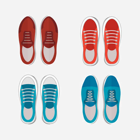 Men shoes top view with blue and red colorsのイラスト素材