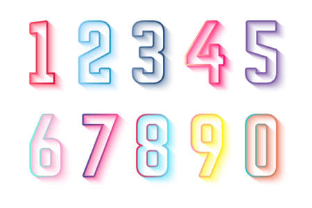 Colorful outline numbers collection 0 to 9のイラスト素材