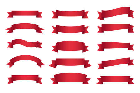 Elegant red ribbons collectionのイラスト素材
