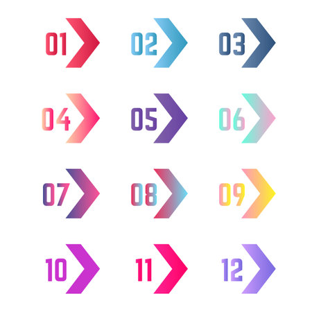 Colorful arrow bullet points collectionのイラスト素材
