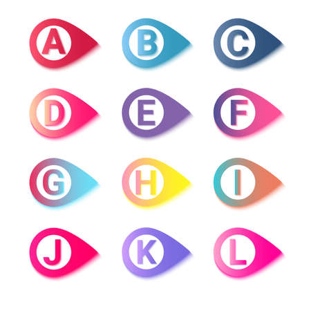 Colorful bullet points with letters, Letters bullet points collectionのイラスト素材