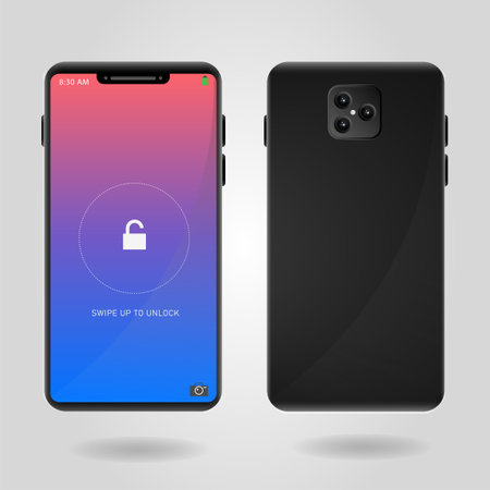 Realistic mobile phone mockup with gradient screenのイラスト素材