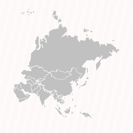 Detailed Map of Asia With Countries, can be used for business designs, presentation designs or any suitable designs.のイラスト素材