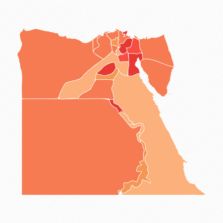 Colorful Egypt Divided Map Illustration, can be used for business designs, presentation designs or any suitable designs.のイラスト素材