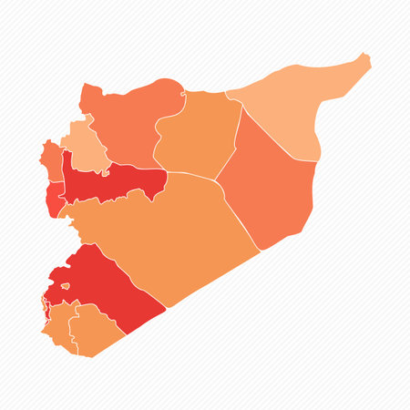 Colorful Syria Divided Map Illustration, can be used for business designs, presentation designs or any suitable designs.のイラスト素材
