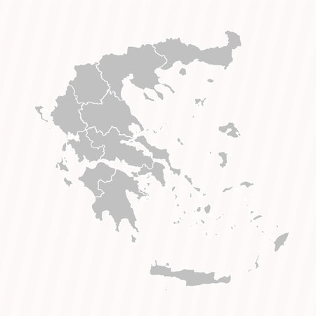 Detailed Map of Greece With States and Cities, can be used for business designs, presentation designs or any suitable designs.のイラスト素材
