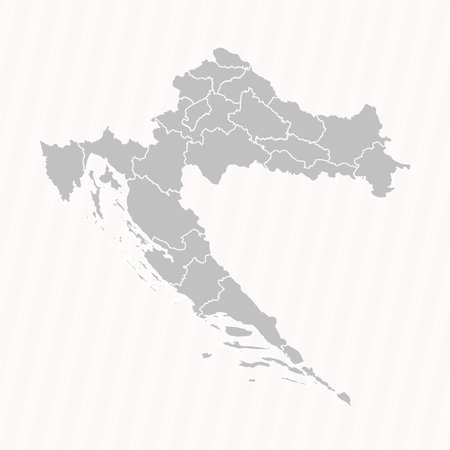Detailed Map of Croatia With States and Cities&#xD;&#xA;, can be used for business designs, presentation designs or any suitable designs.のイラスト素材