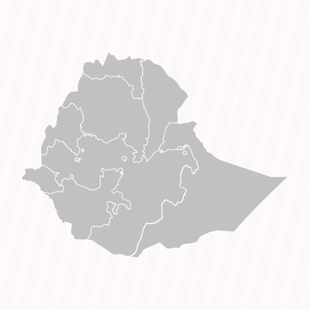 Detailed Map of Ethiopia With States and Cities, can be used for business designs, presentation designs or any suitable designs.のイラスト素材