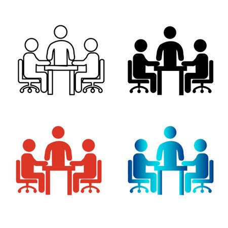 Abstract Team Meeting Silhouette Illustration, can be used for business designs, presentation designs or any suitable designs.のイラスト素材