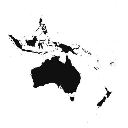 Abstract Silhouette Oceania Simple Map, can be used for business designs, presentation designs or any suitable designs.のイラスト素材