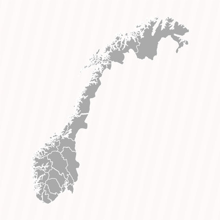 Detailed Map of Norway With States and Cities, can be used for business designs, presentation designs or any suitable designs.のイラスト素材