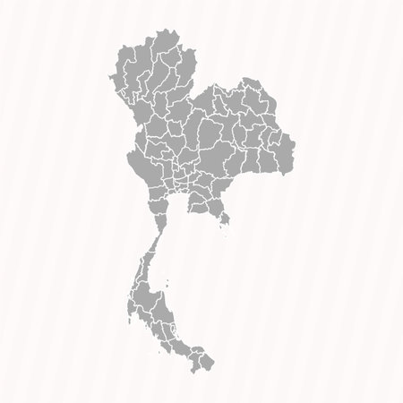 Detailed Map of Thailand With States and Citi, can be used for business designs, presentation designs or any suitable designs.のイラスト素材