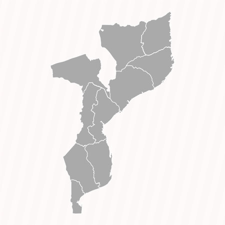 Detailed Map of Mozambique With States and Cities, can be used for business designs, presentation designs or any suitable designs.のイラスト素材