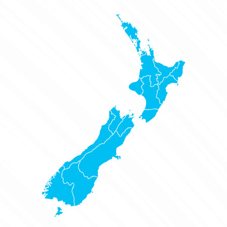 Flat Design Map of New Zealand With Details, can be used for business designs, presentation designs or any suitable designs.のイラスト素材