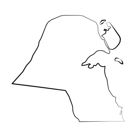 Hand Drawn Lined Kuwait Simple Map Drawing, can be used for business designs, presentation designs or any suitable designs.のイラスト素材