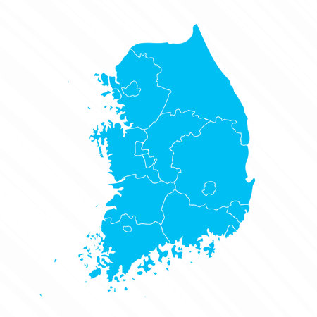 Flat Design Map of South Korea With Details, can be used for business designs, presentation designs or any suitable designs.のイラスト素材