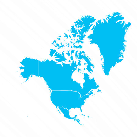 Flat Design Map of North America With Details, can be used for business designs, presentation designs or any suitable designs.のイラスト素材