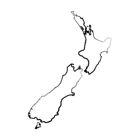 Hand Drawn Lined New Zealand Simple Map Drawing, can be used for business designs, presentation designs or any suitable designs.のイラスト素材