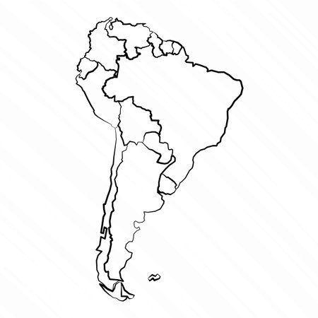 Hand Drawn South America Map Illustration, can be used for business designs, presentation designs or any suitable designs.のイラスト素材