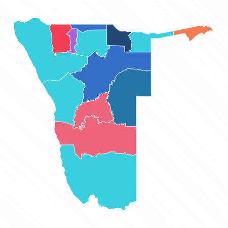 Multicolor Map of Namibia With Provinces, can be used for business designs, presentation designs or any suitable designs.のイラスト素材