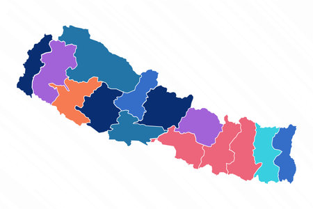 Multicolor Map of Nepal With Provinces, can be used for business designs, presentation designs or any suitable designs.のイラスト素材