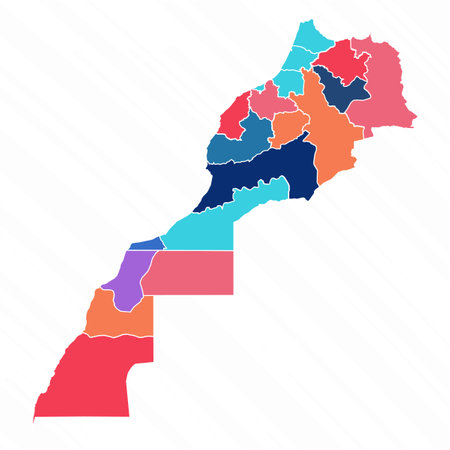 Multicolor Map of Morocco Western Sahara With Provinces, can be used for business designs, presentation designs or any suitable designs.のイラスト素材