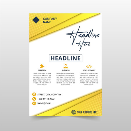 Abstract Curved Yellow Flyer Template With Dots, can be used for business designs, presentation designs or any suitable designs.のイラスト素材
