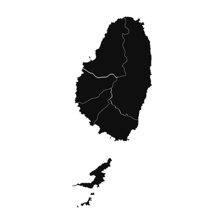 Abstract Saint Vincent Silhouette Detailed Map, can be used for business designs, presentation designs or any suitable designs.のイラスト素材