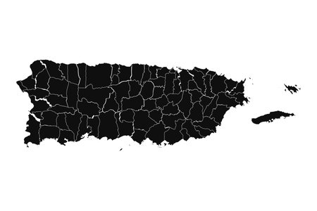 Abstract Puerto Rico Silhouette Detailed Map, can be used for business designs, presentation designs or any suitable designs.のイラスト素材