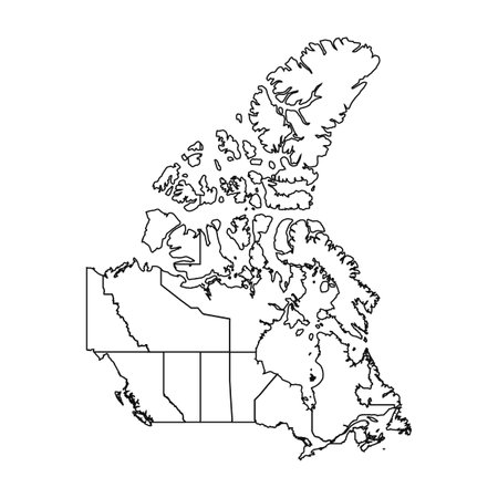 Outline Sketch Map of Canada With States and Cities, can be used for business designs, presentation designs or any suitable designs.のイラスト素材
