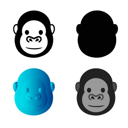 Abstract Flat Gorilla Head Silhouette Illustration, can be used for business designs, presentation designs or any suitable designs.のイラスト素材