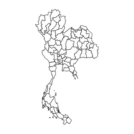 Outline Sketch Map of Thailand With States and Cities, can be used for business designs, presentation designs or any suitable designs.のイラスト素材