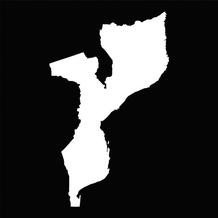 Simple Mozambique Map Isolated on Black Background, can be used for business designs, presentation designs or any suitable designs.のイラスト素材