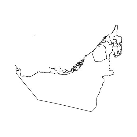 Outline Sketch Map of United Arab Emirates With States and Cities, can be used for business designs, presentation designs or any suitable designs.のイラスト素材