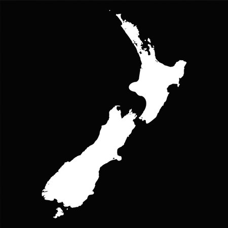 Simple New Zealand Map Isolated on Black Background, can be used for business designs, presentation designs or any suitable designs.のイラスト素材