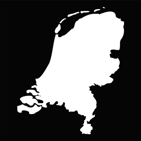 Simple Netherlands Map Isolated on Black Background, can be used for business designs, presentation designs or any suitable designs.のイラスト素材