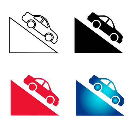 Abstract Car on The Hill Silhouette Illustration, can be used for business designs, presentation designs or any suitable designs.のイラスト素材