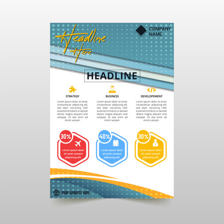 Abstract Vector Light Blue Diagonal Flyer Template, can be used for business designs, presentation designs or any suitable designs.のイラスト素材