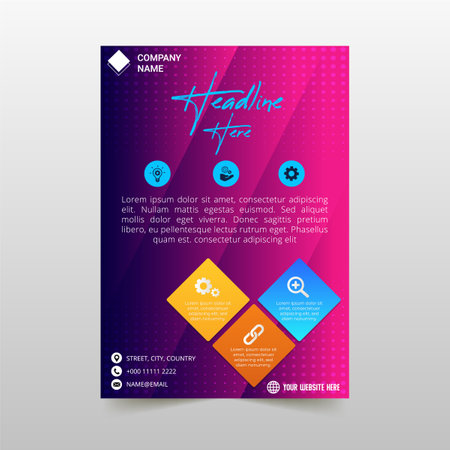 Modern Flat Gradient Pink Striped Flyer Template, can be used for business designs, presentation designs or any suitable designs.のイラスト素材
