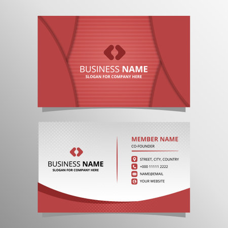 Modern Red Striped Business Card Template, can be used for business designs, presentation designs or any suitable designs.のイラスト素材