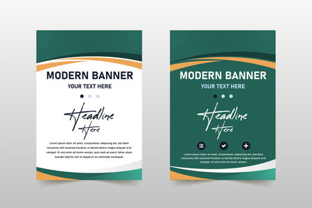 Modern Vector Green and White Curved Banner Template, can be used for business designs, presentation designs or any suitable designs.のイラスト素材